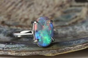 Aussie opal in white gold