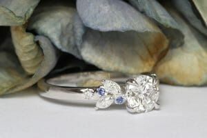 Lab diamond with sapphires