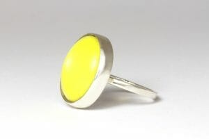Lemon yellow button ring