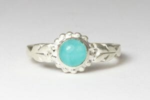 Amazonite silver laurel ring