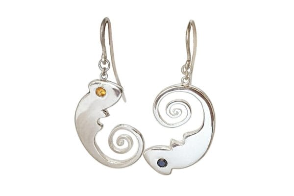 silver chameleon earrings