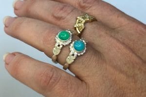 Chrysoprase in silver ring