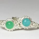 Amazonite and chrysoprase rings