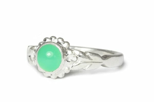 Chrysoprase in silver ring