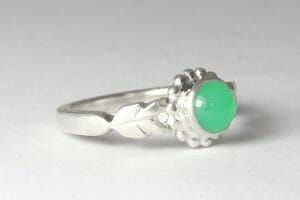 Chrysoprase in silver ring