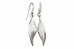 sterling silver leaf earrings