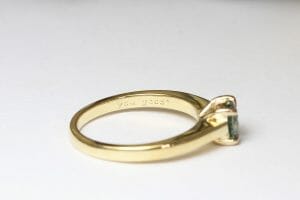 teal sapphire yellow gold