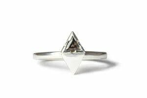 Bronze trilliant sapphire silver ring