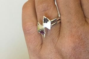 Trilliant sapphires in silver
