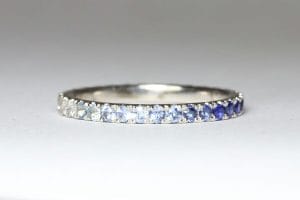 Blue sapphire diamond ombre ring