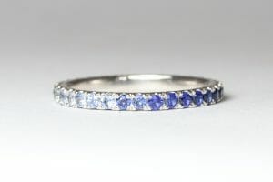 Blue sapphire diamond ombre ring