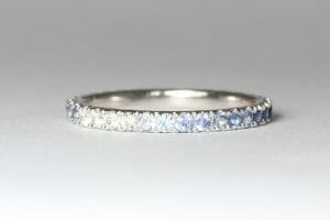 Blue sapphire diamond ombre ring
