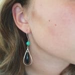 Onyx and chrysoprase silver earrings model