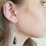 Onyx and chrysoprase silver earrings model