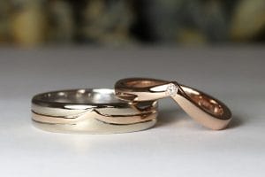 Rose and white gold wedding rings