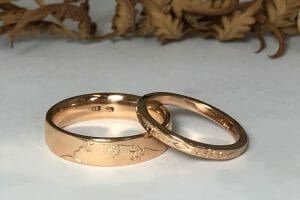 Rose gold wedding rings engraving
