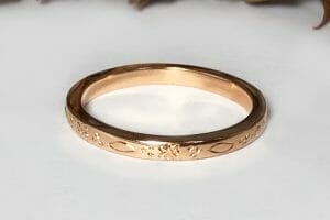 Rose gold wedding rings engraving