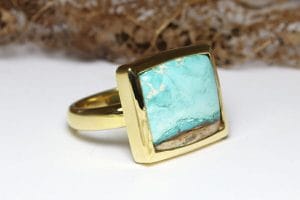 turquoise in yellow gold