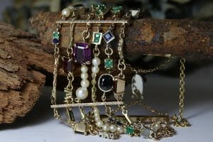 vintage gems in gold bracelet
