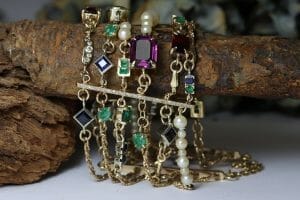 vintage gems in gold bracelet