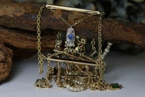 vintage gems in gold bracelet
