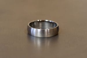 Mens brushed titanium wedding band