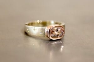 Yellow and rose gold, morganite and diamonds.