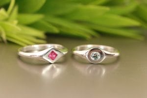 Signet rings with gem.