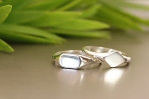 Sterling silver signet rings, customisable.