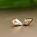 art deco studs gold diamond