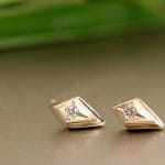 art deco studs gold diamond