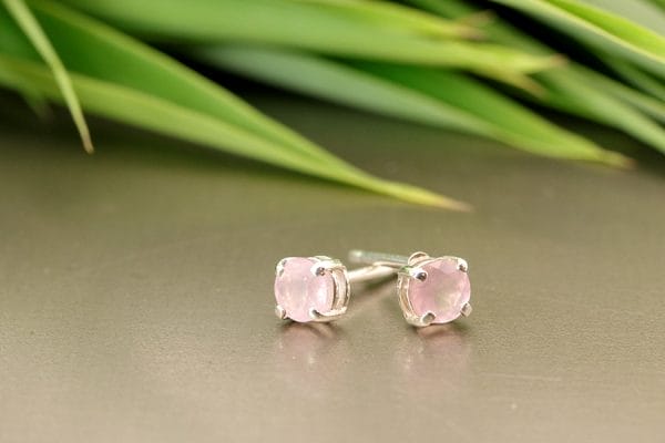Sterling silver studs with rose quartz